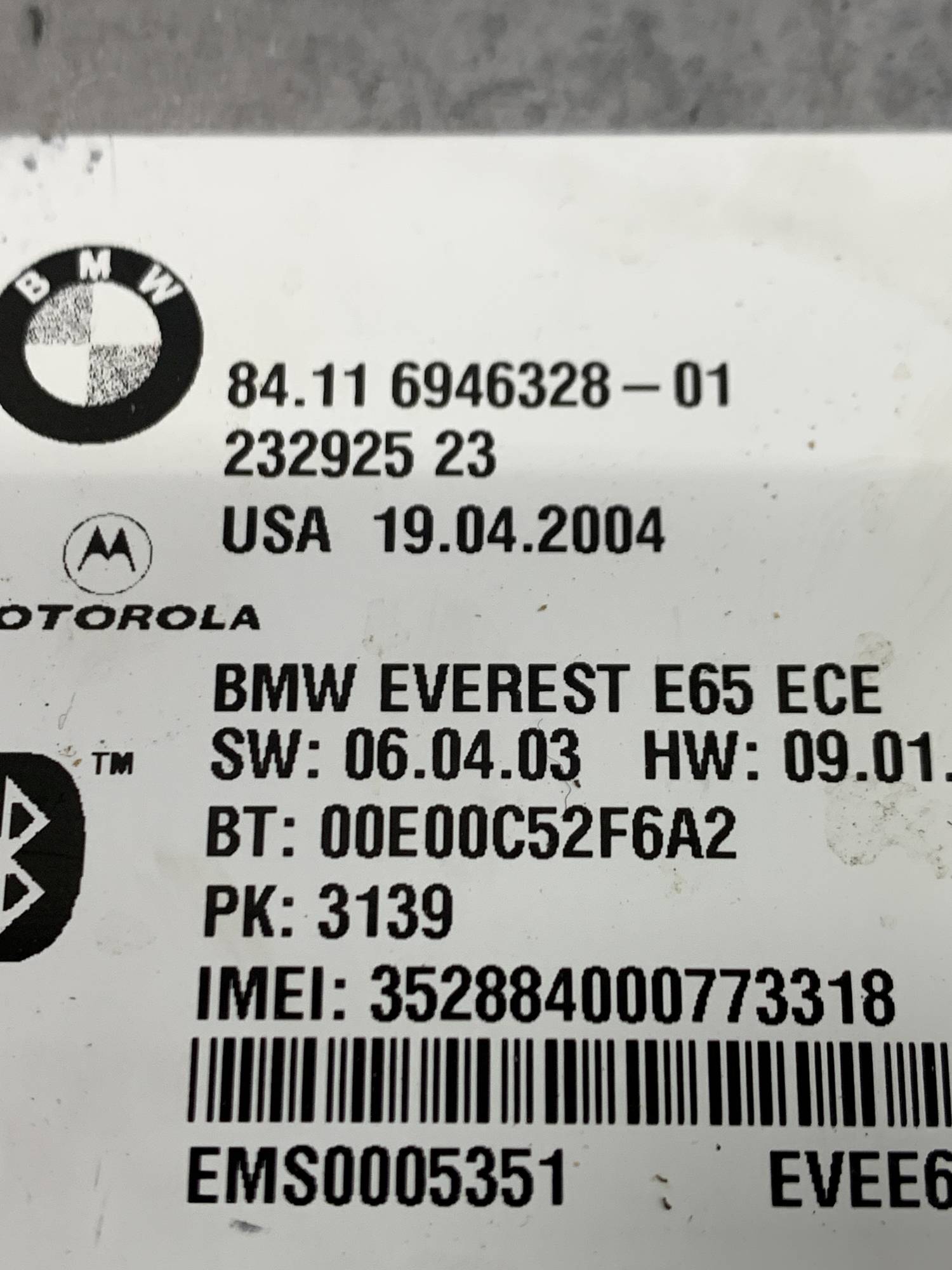 Блок контролер bluetooth BMW 7 E65 E66 84116946328