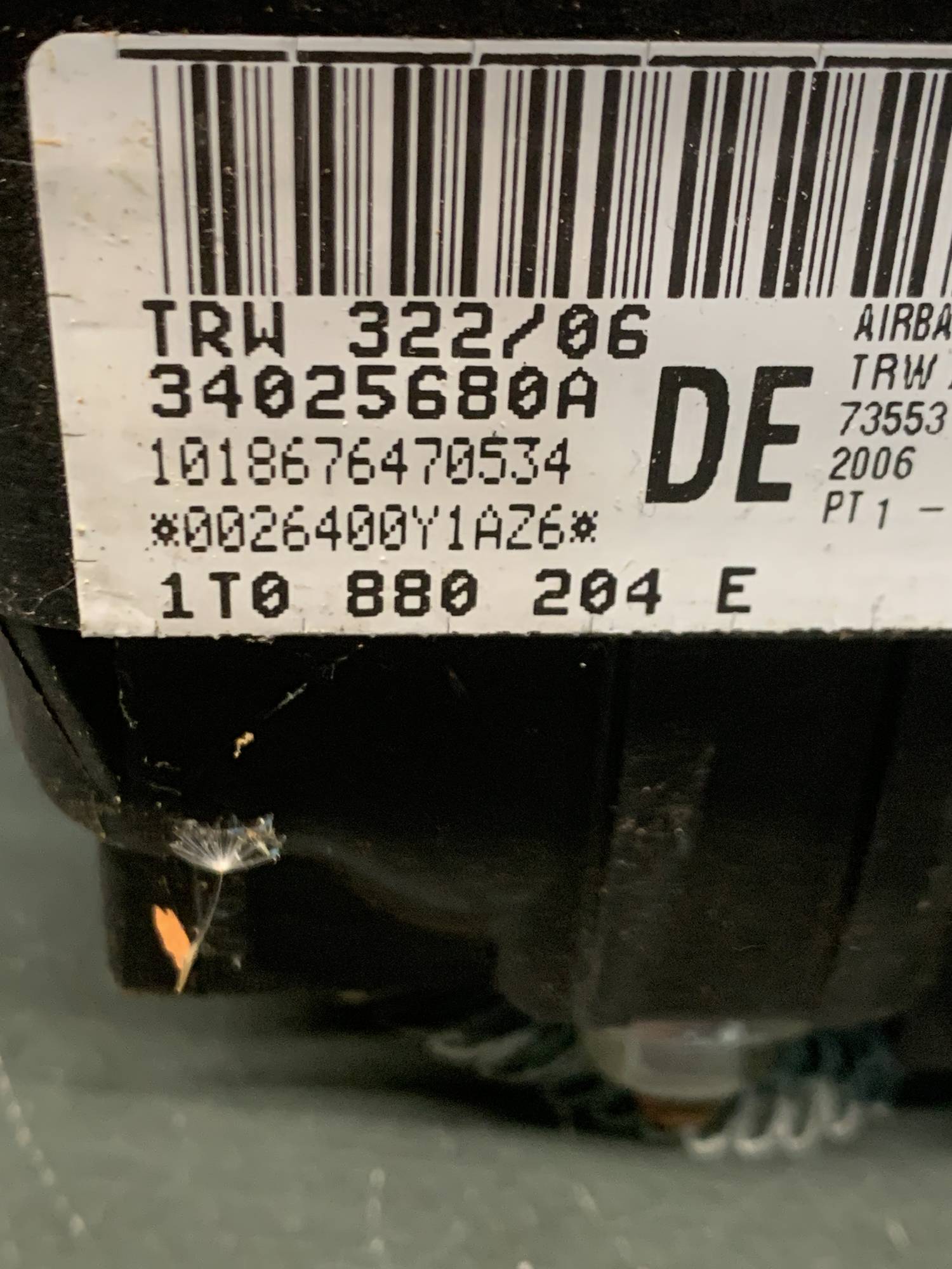 1t0880204e Подушка безпеки пасажира Airbag для Volkswagen Caddy 2004-2015