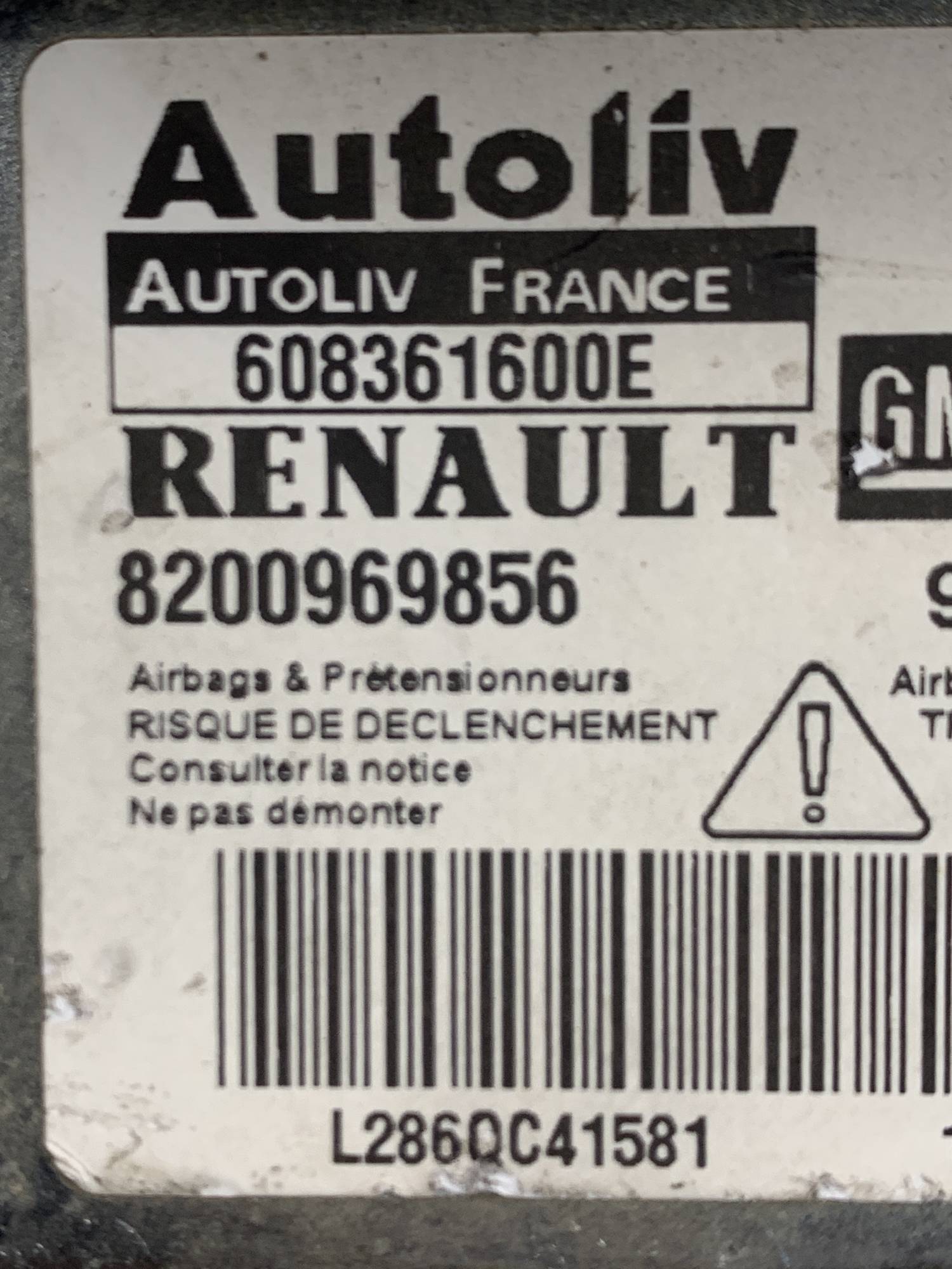 Блок управління Airbag подушками безпеки Renault Trafic 2001-2014 8200969856