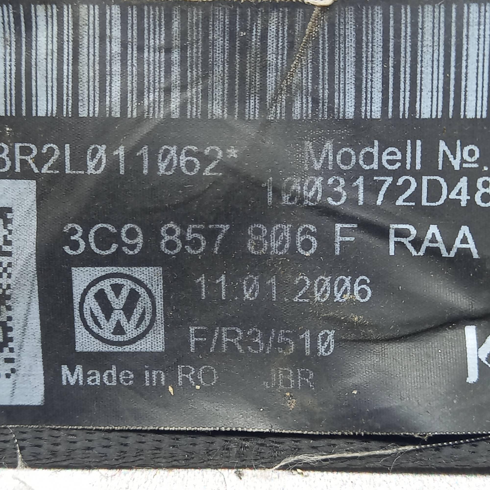 3c9857806f Ремінь безпеки задній правий Volkswagen PASSAT B6 2005-2010