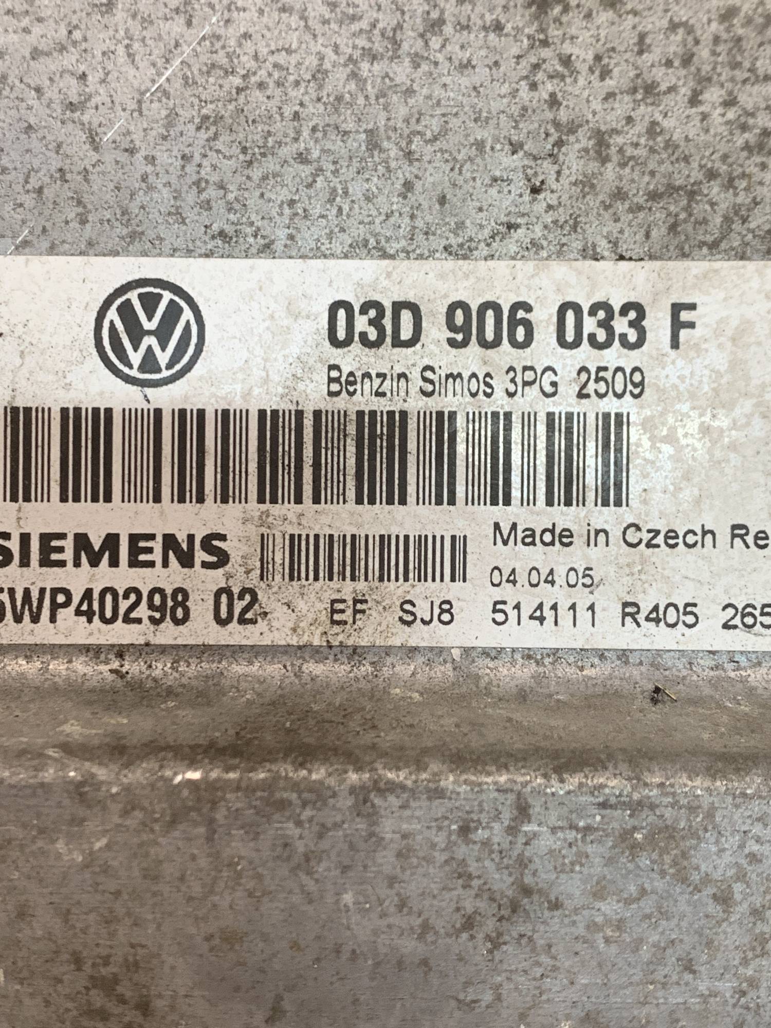 Електронний блок керування двигуном Skoda Fabia VW Polo 1.2 12V 03d906033f