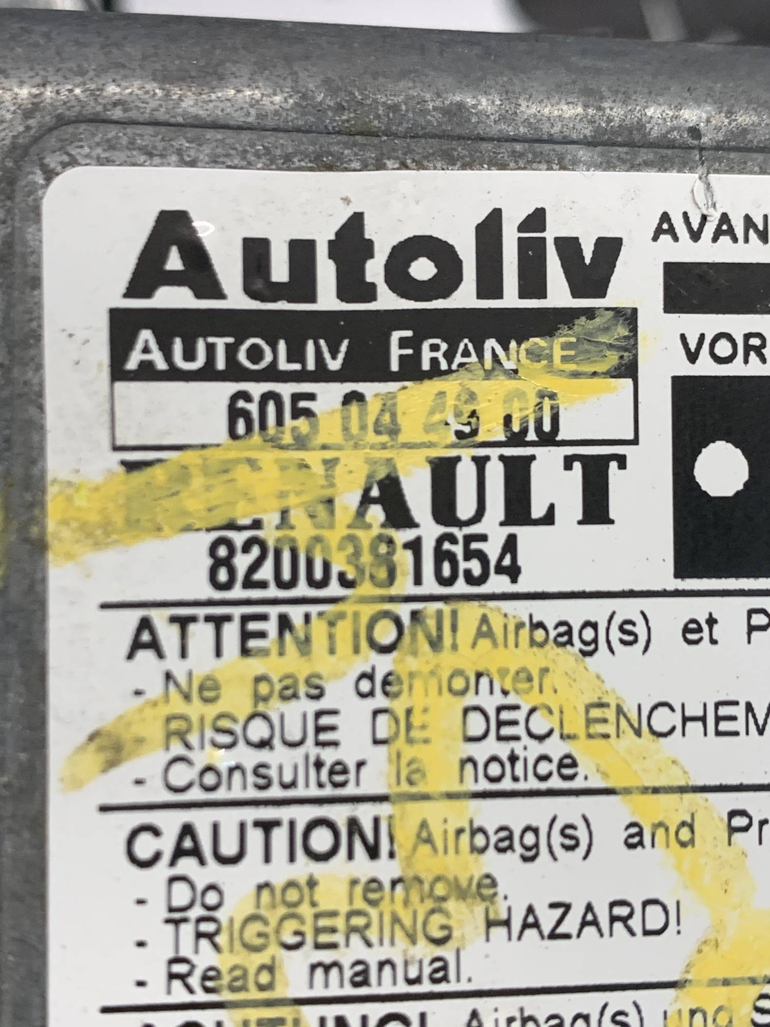 Блок управління AirBag Renault Kangoo 1.5dci,8200381654