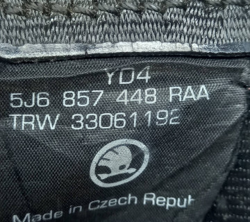 Ремінь безпеки задній правий 5j6857448 Skoda Fabia 2 2008-2012 5j6857448