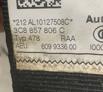 Ремінь безпеки задній правий VW Passat CC 3c8857806c